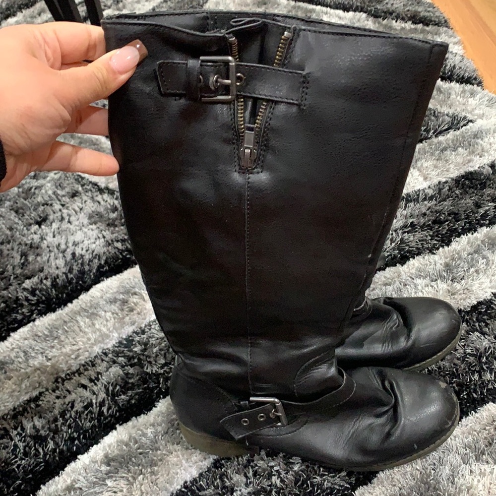 black leather boots